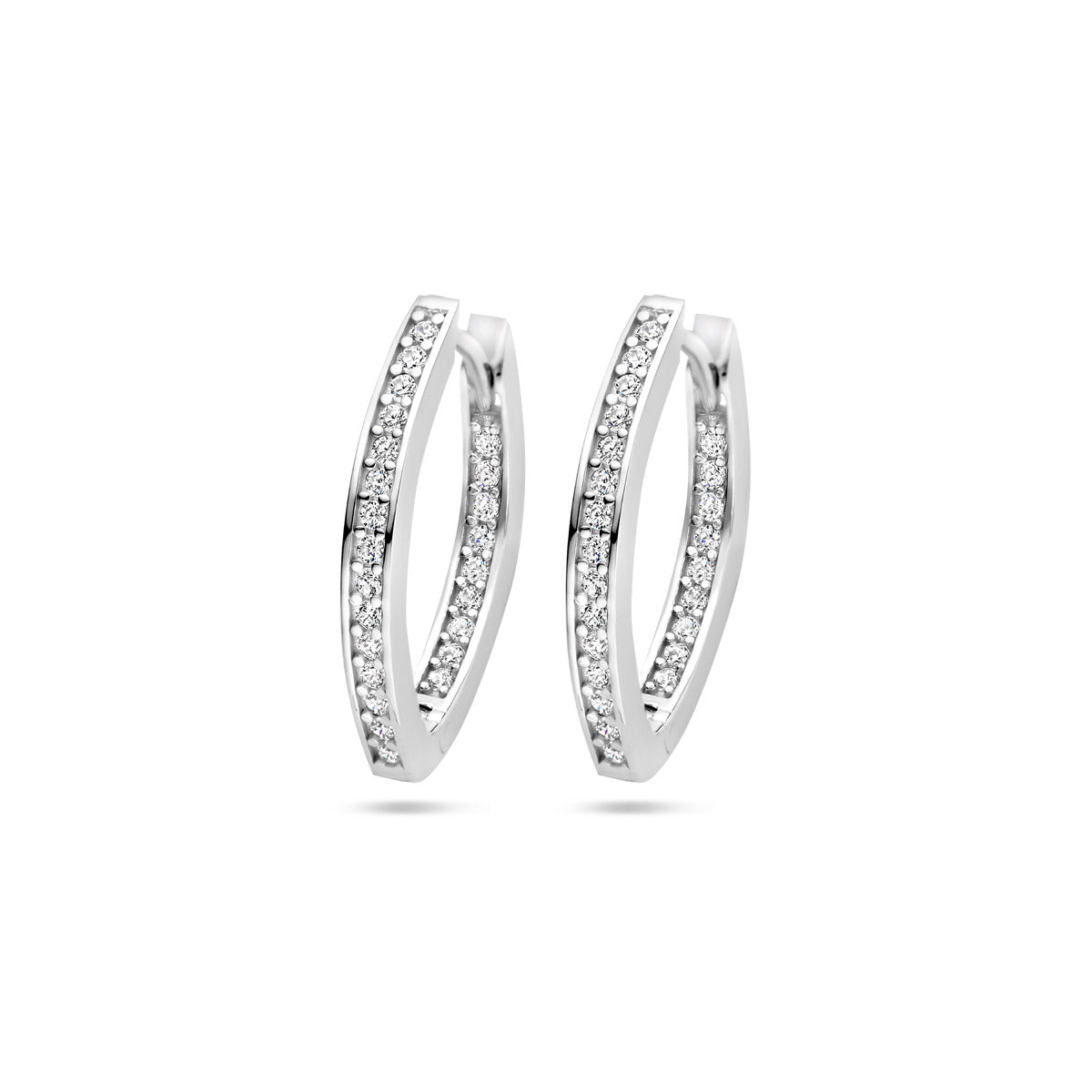 Zilveren klapoorringen zirkonia | 21x2,5mm