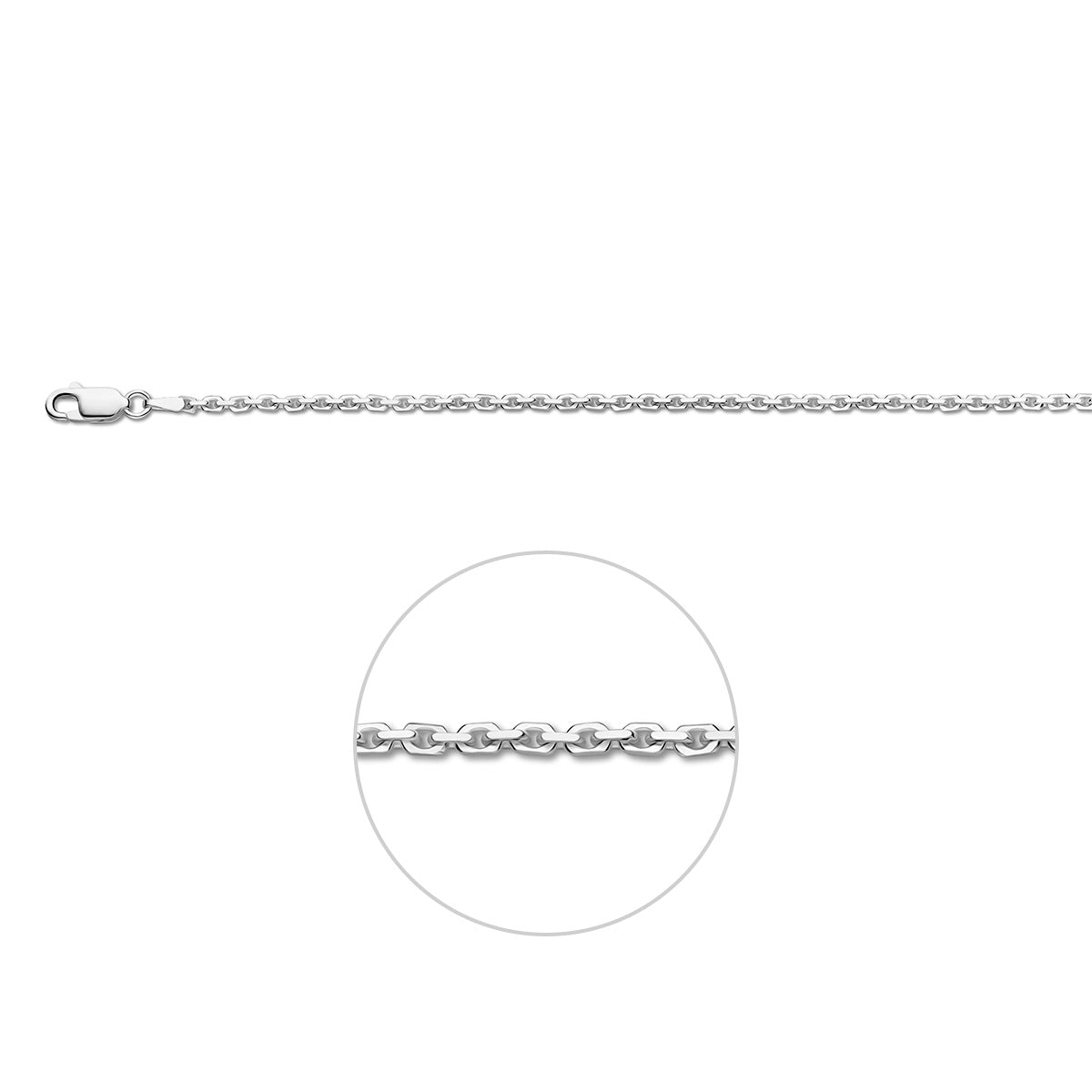 Zilveren lengtecollier - anker gediamanteerd 2,1mm