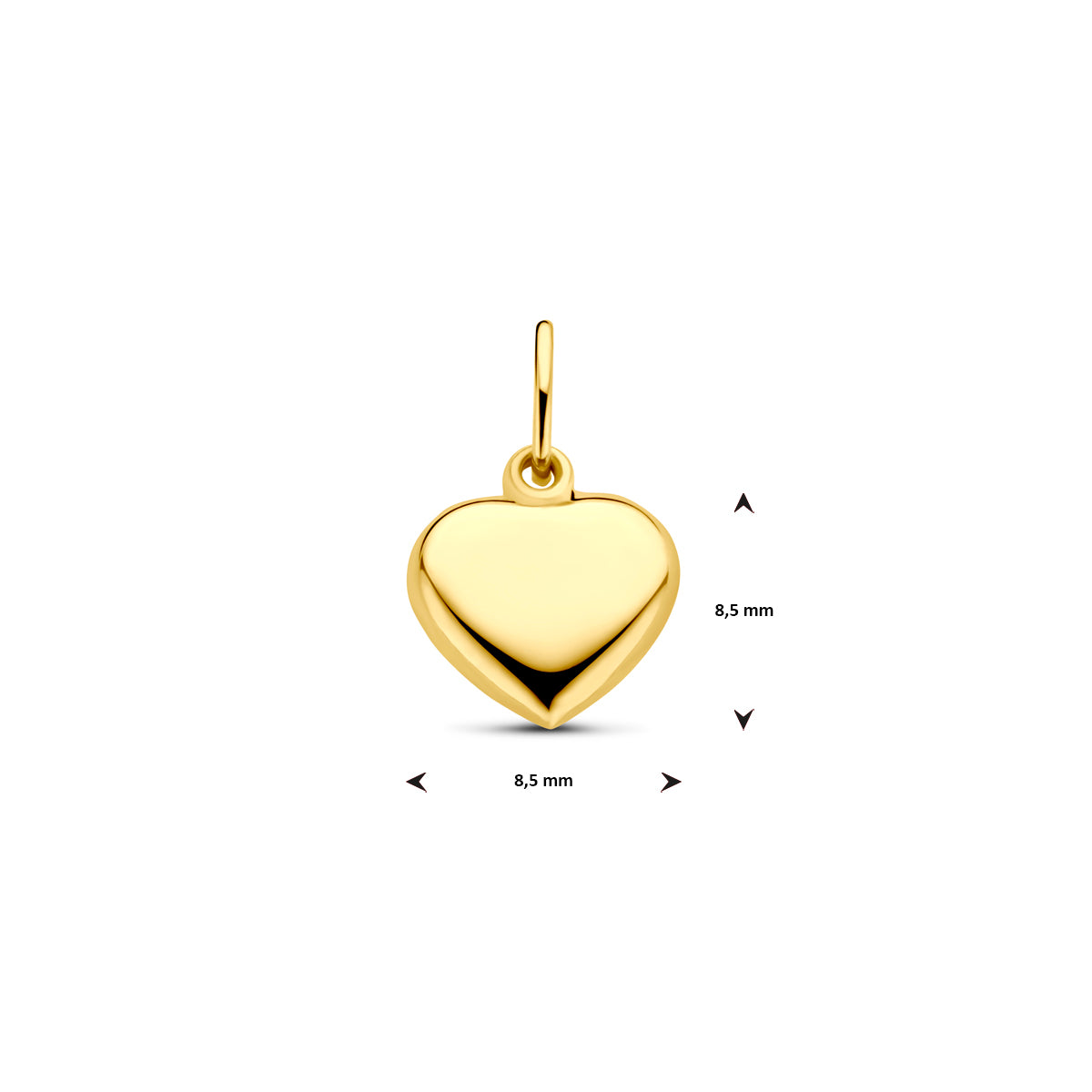 14krt geelgouden hanger hart | 8,5mm