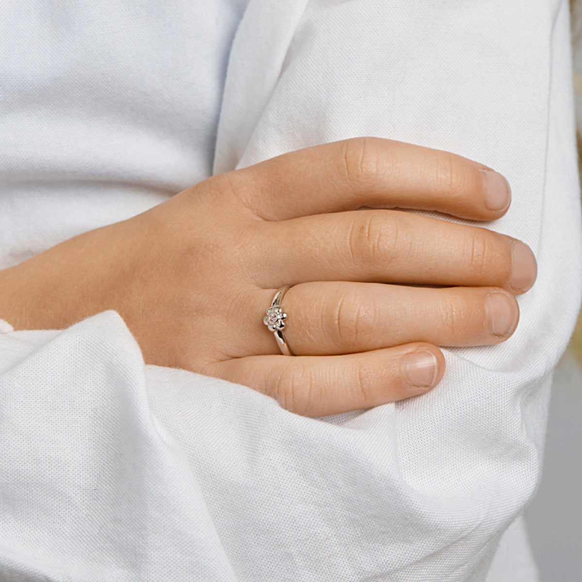 zilveren kinderring bloem zirkonia | 5,5mm