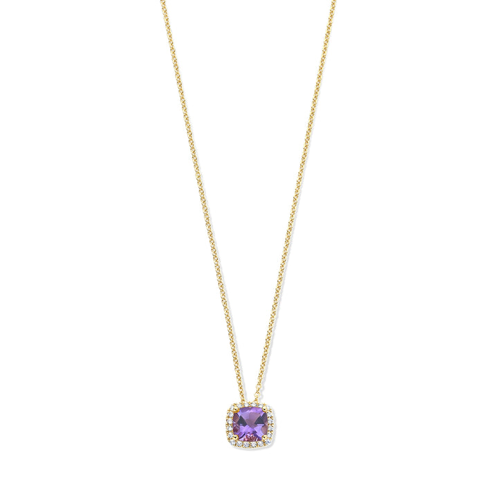 14krt geelgouden collier met amethist en diamant 0.15ct HSI | 42-45cm