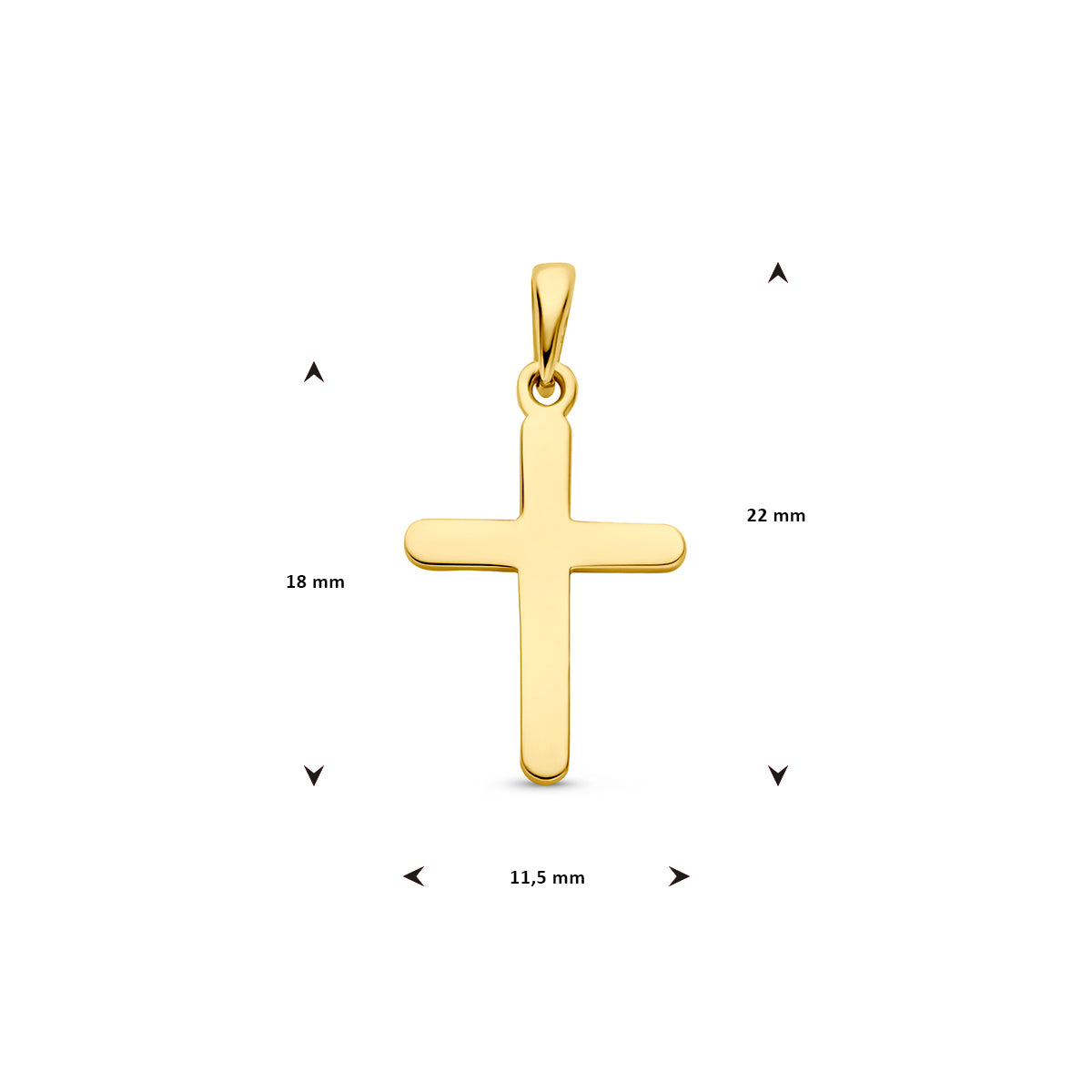 14krt geelgouden hanger kruis 18x11,5mm