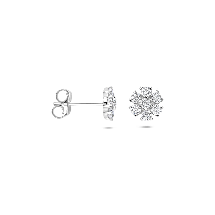 Zilveren oorknoppen bloem zirkonia | 7x7mm