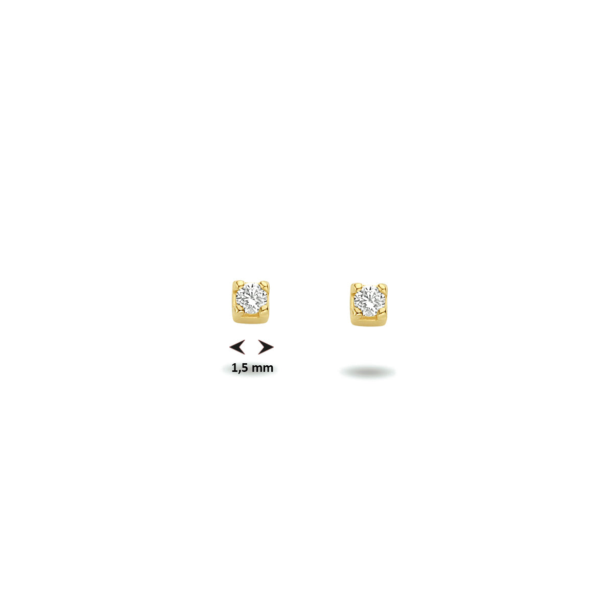 14krt geelgouden oorstekers zirkonia | 1,5mm