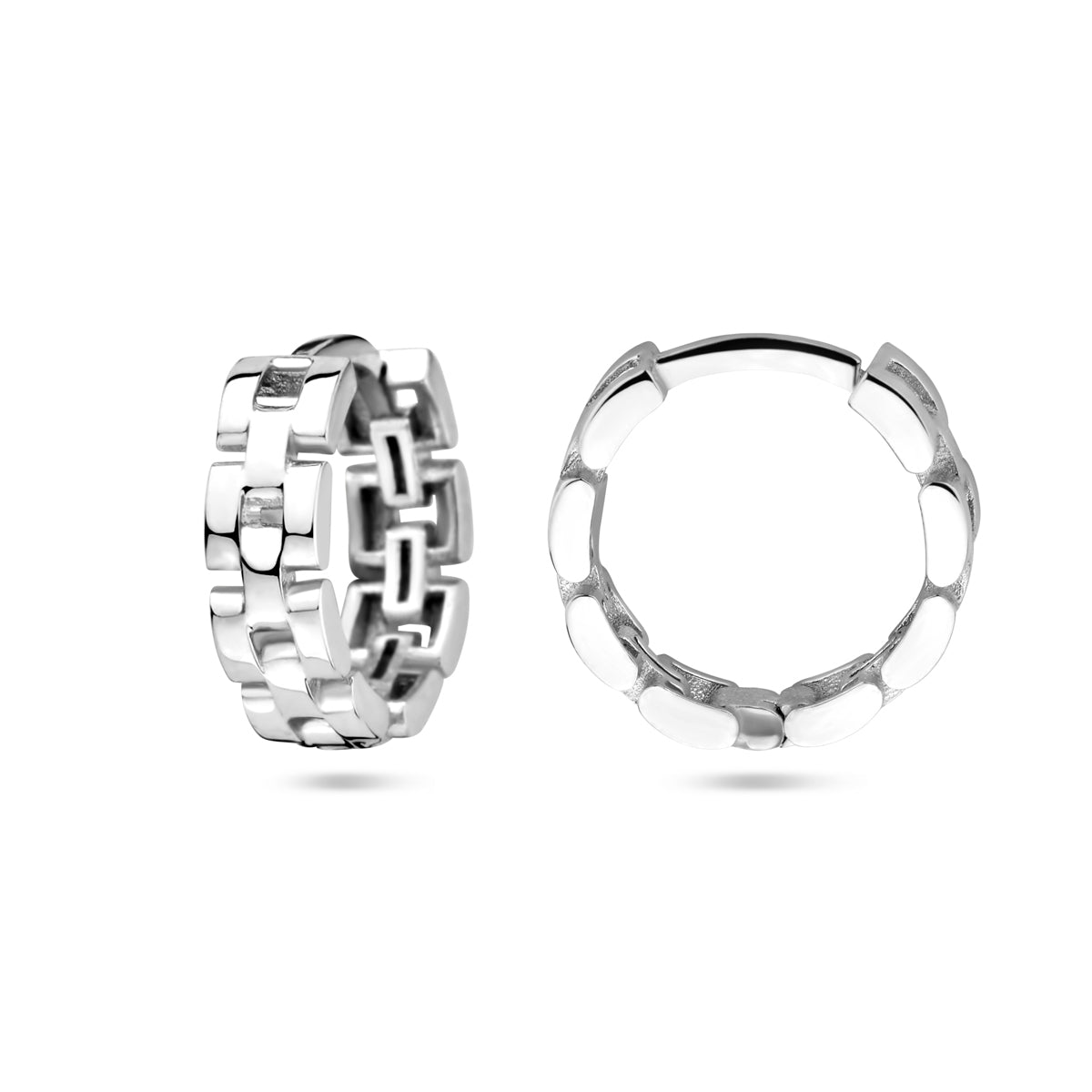 Zilveren klapoorringen schakelmotief | 13x4mm