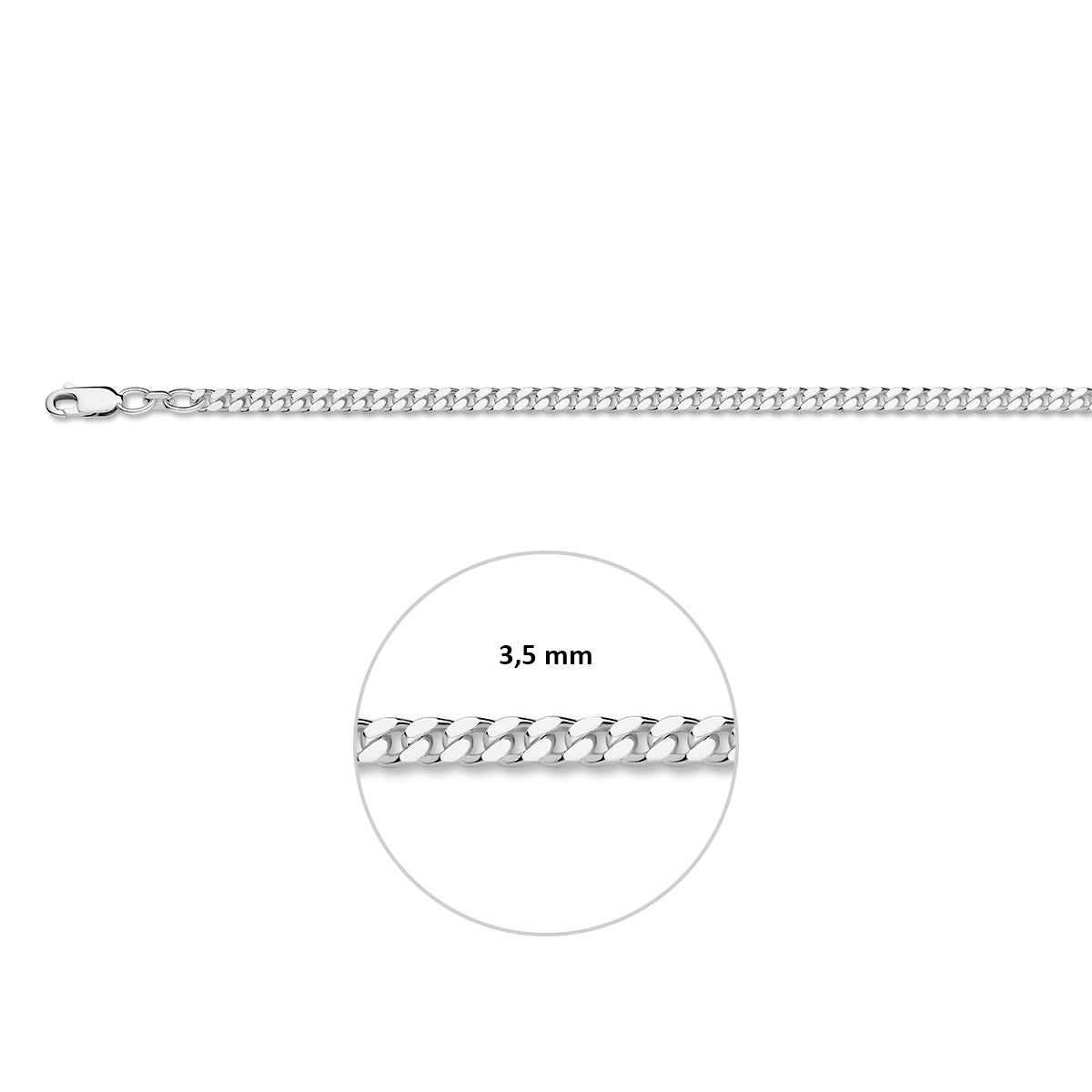 Zilveren lengtecollier - gourmette 4-zijdes geslepen 3,5mm