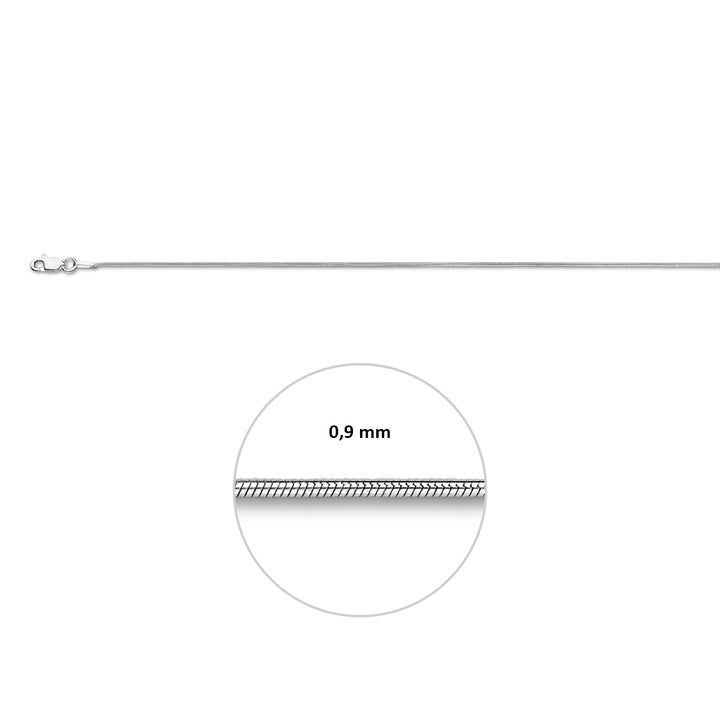Zilveren lengtecollier - slang rond 0,9mm
