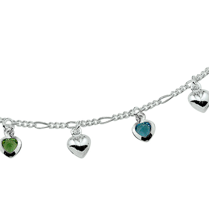 Zilveren collier hart meerdere kleuren zirkonia | 38cm