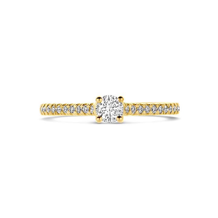 Facette - 14krt geelgouden ring met LG diamant 0,39ct GHSI