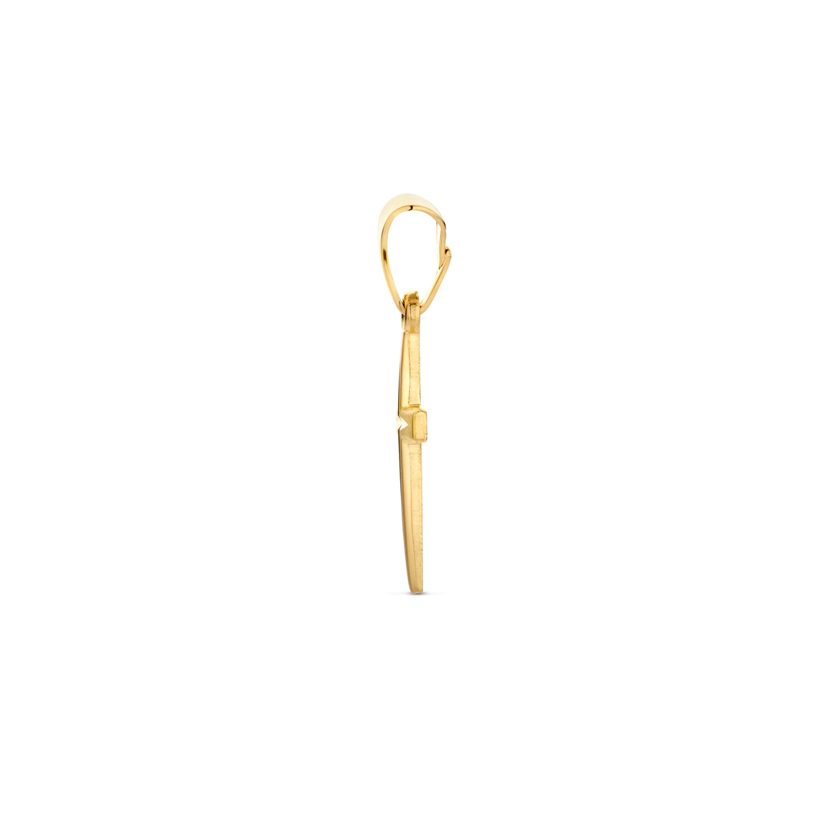 14krt geelgouden hanger kruis mat gediamanteerd 13x9mm