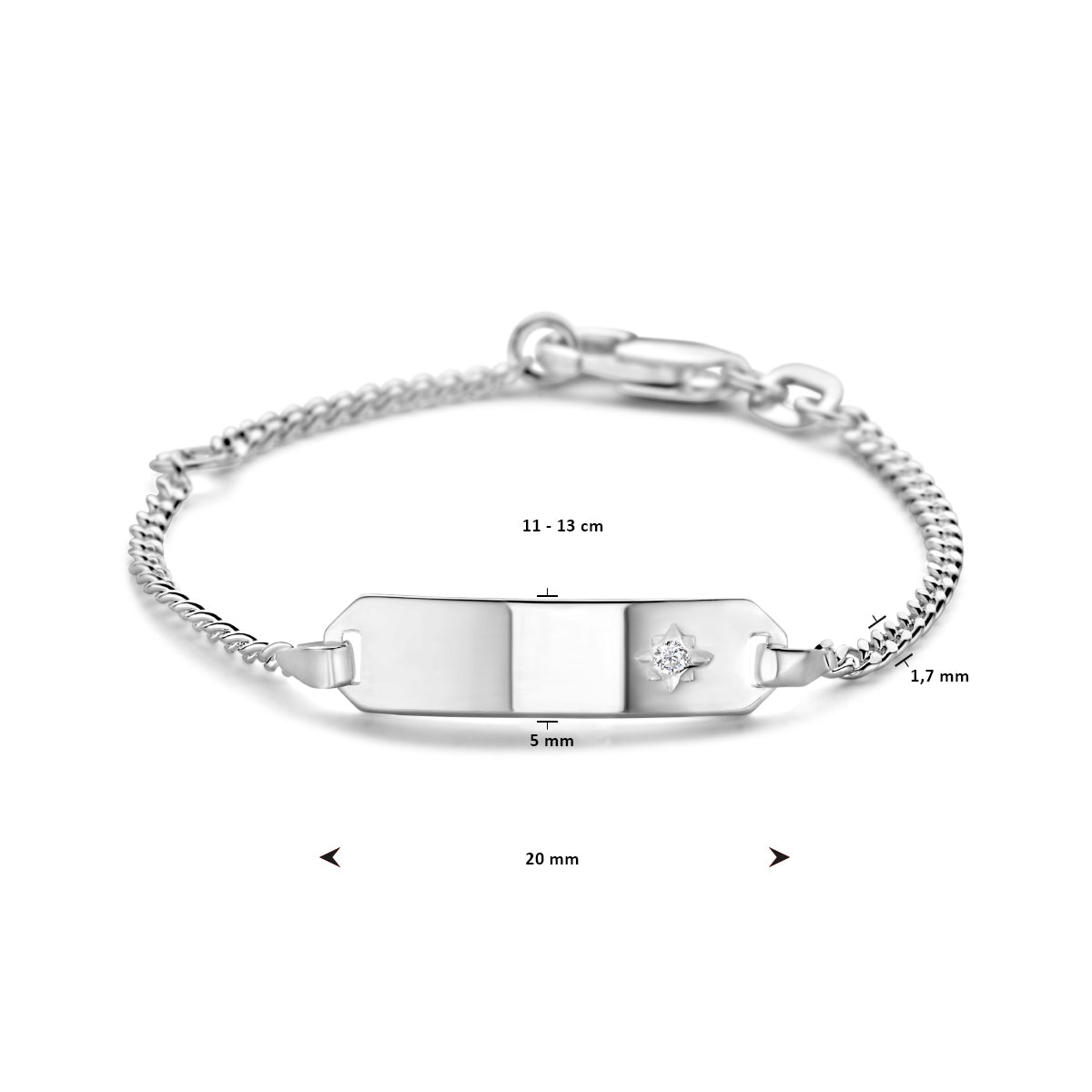 Zilveren graveerarmband zirkonia gourmet plaat 5,0mm | 11-13cm