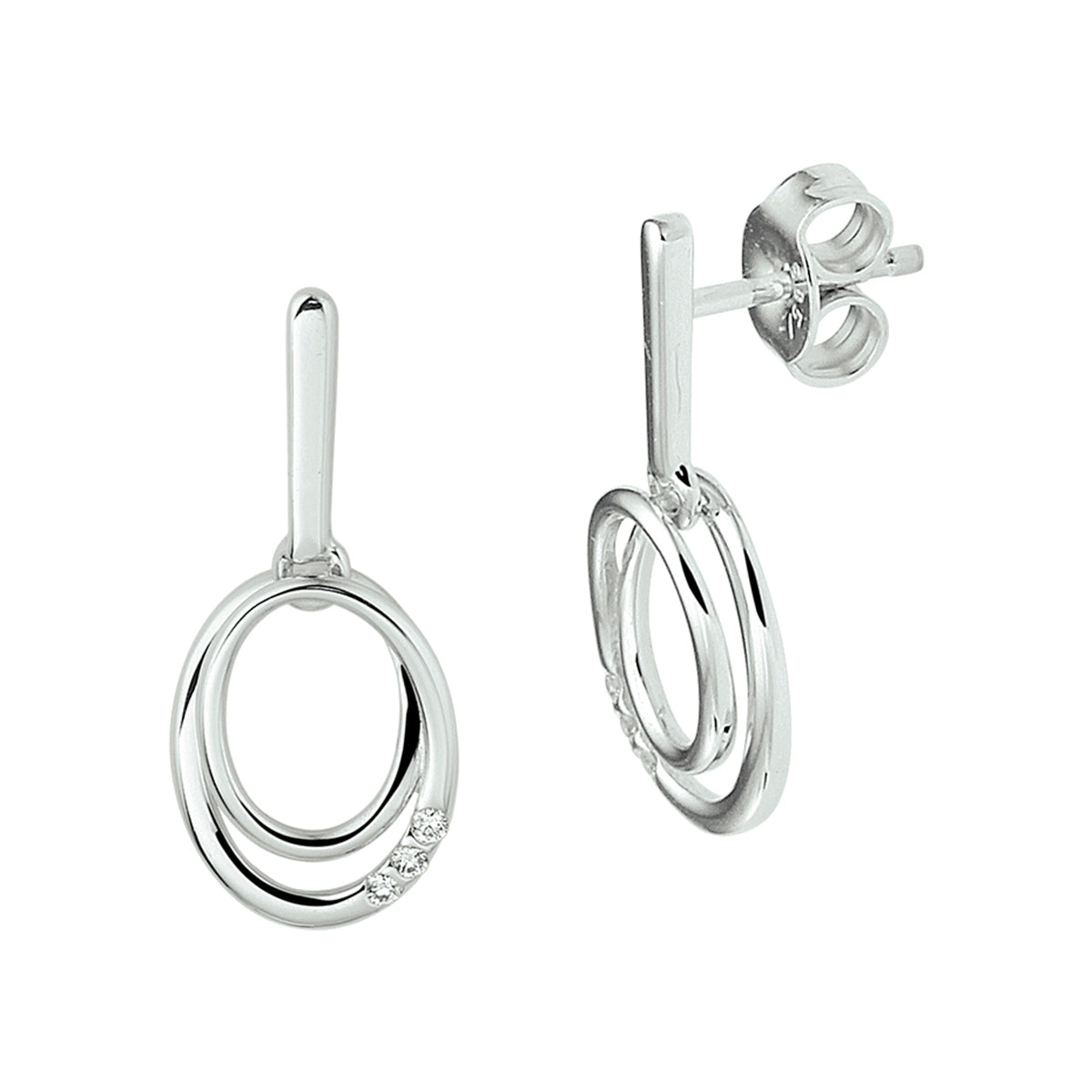 14krt witgouden oorhangers diamant 0.04ct HSI