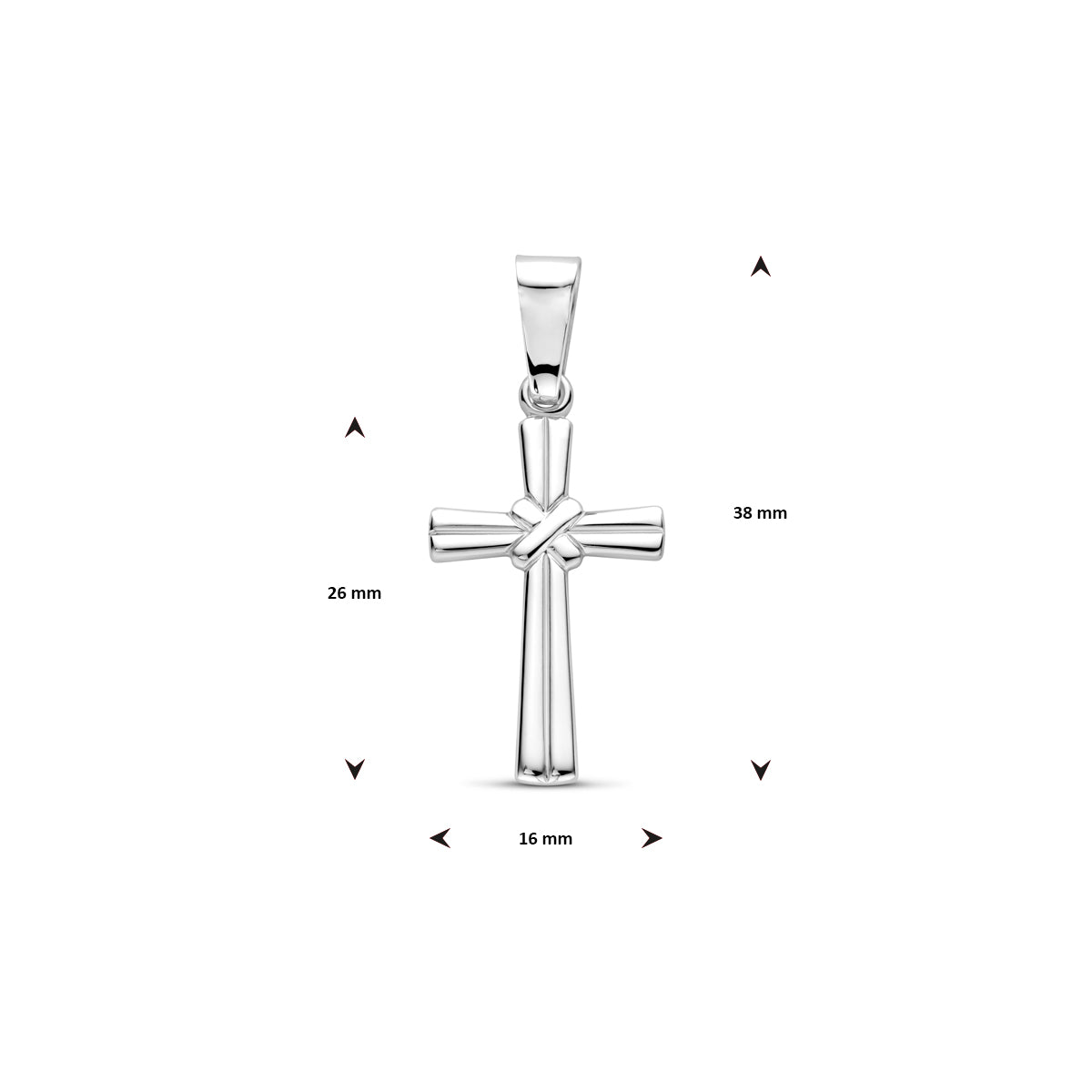 Zilveren hanger kruis | 38x16mm