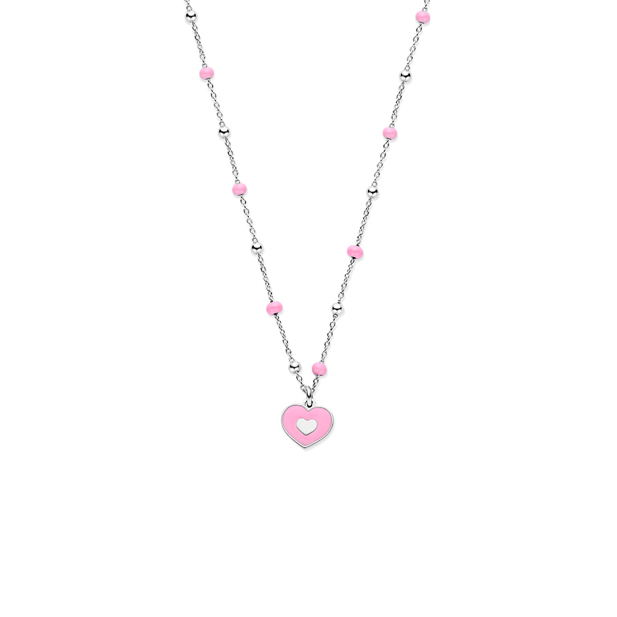 Zilveren collier roze hart  | 36+4cm