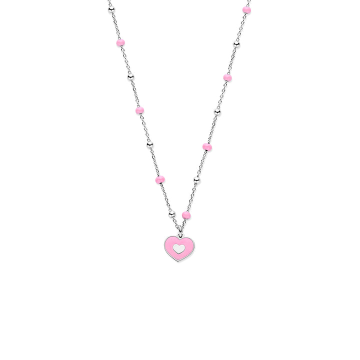 Zilveren collier roze hart  | 36+4cm