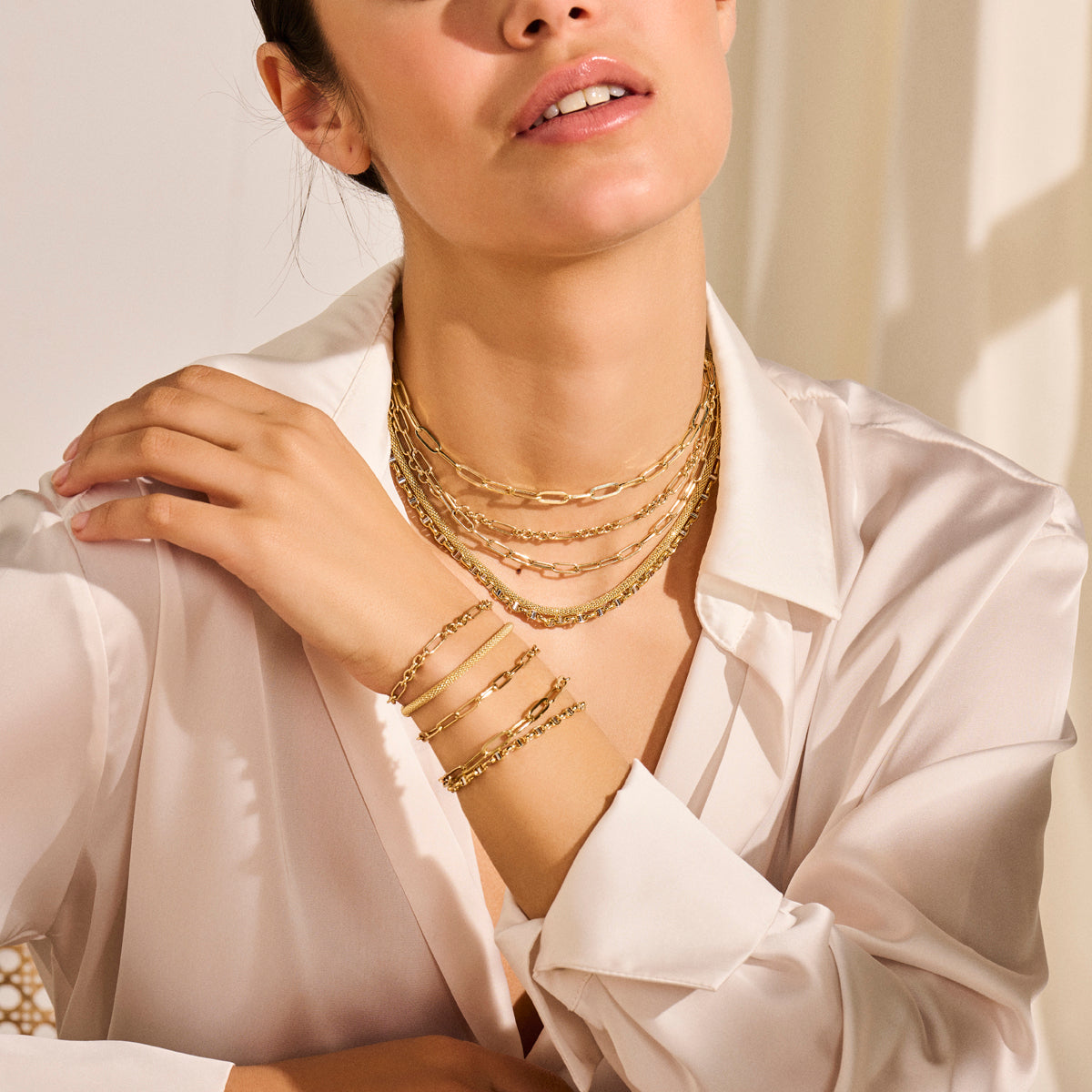 14krt geelgouden collier paperclip platte buis 5,0mm - 44cm