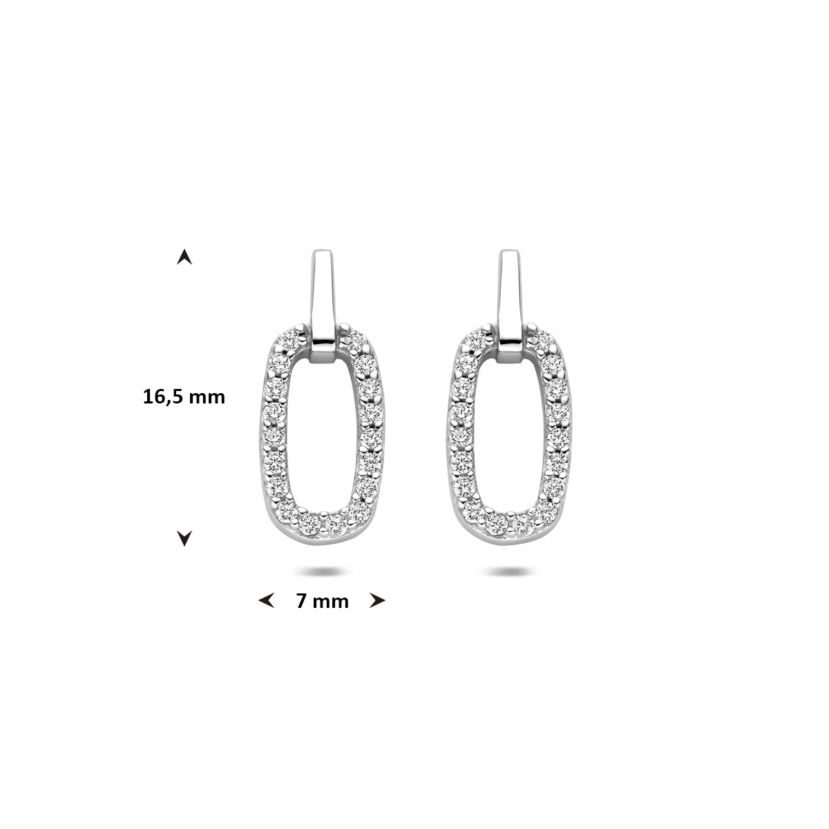 Zilveren oorknoppen zirkonia | 16,5x7mm