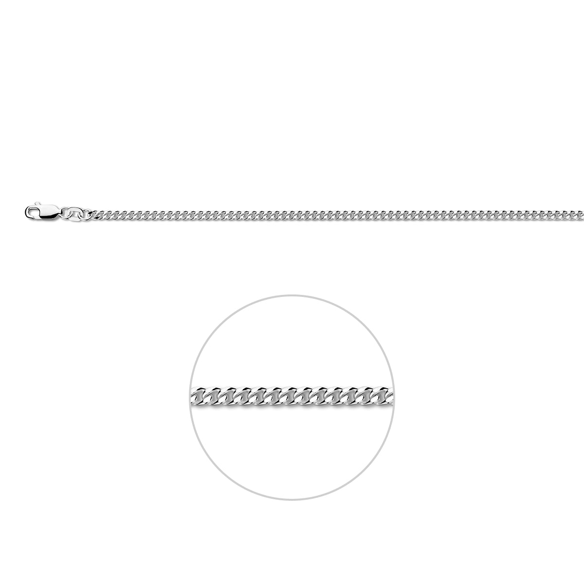 Zilveren lengtecollier - gourmette 6-zijdes geslepen 2.4mm