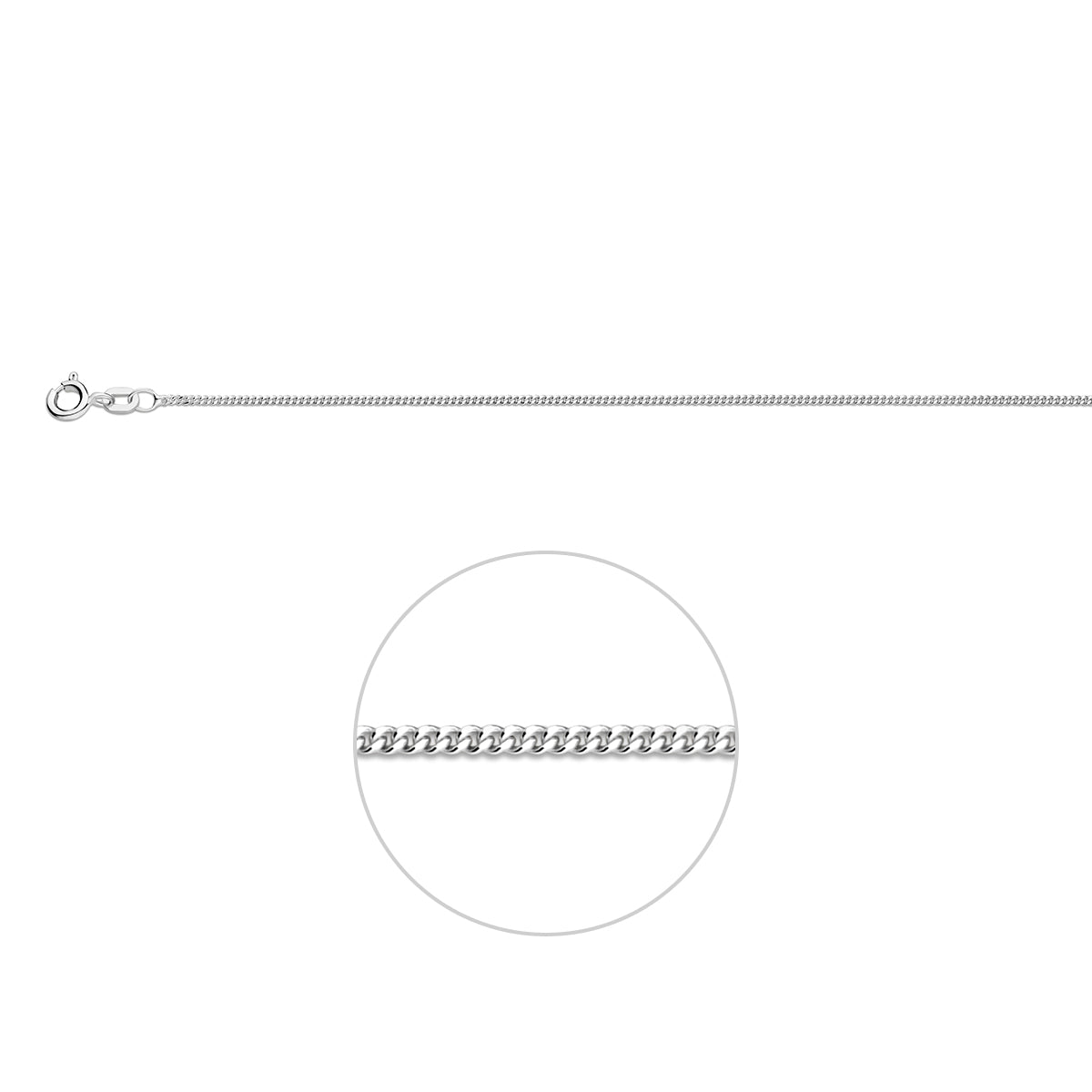 Zilveren lengtecollier - gourmette 1,2 mm
