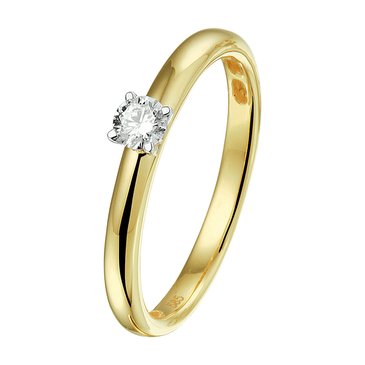 14kt bicolor gouden ring briljant 0.15ct HSI