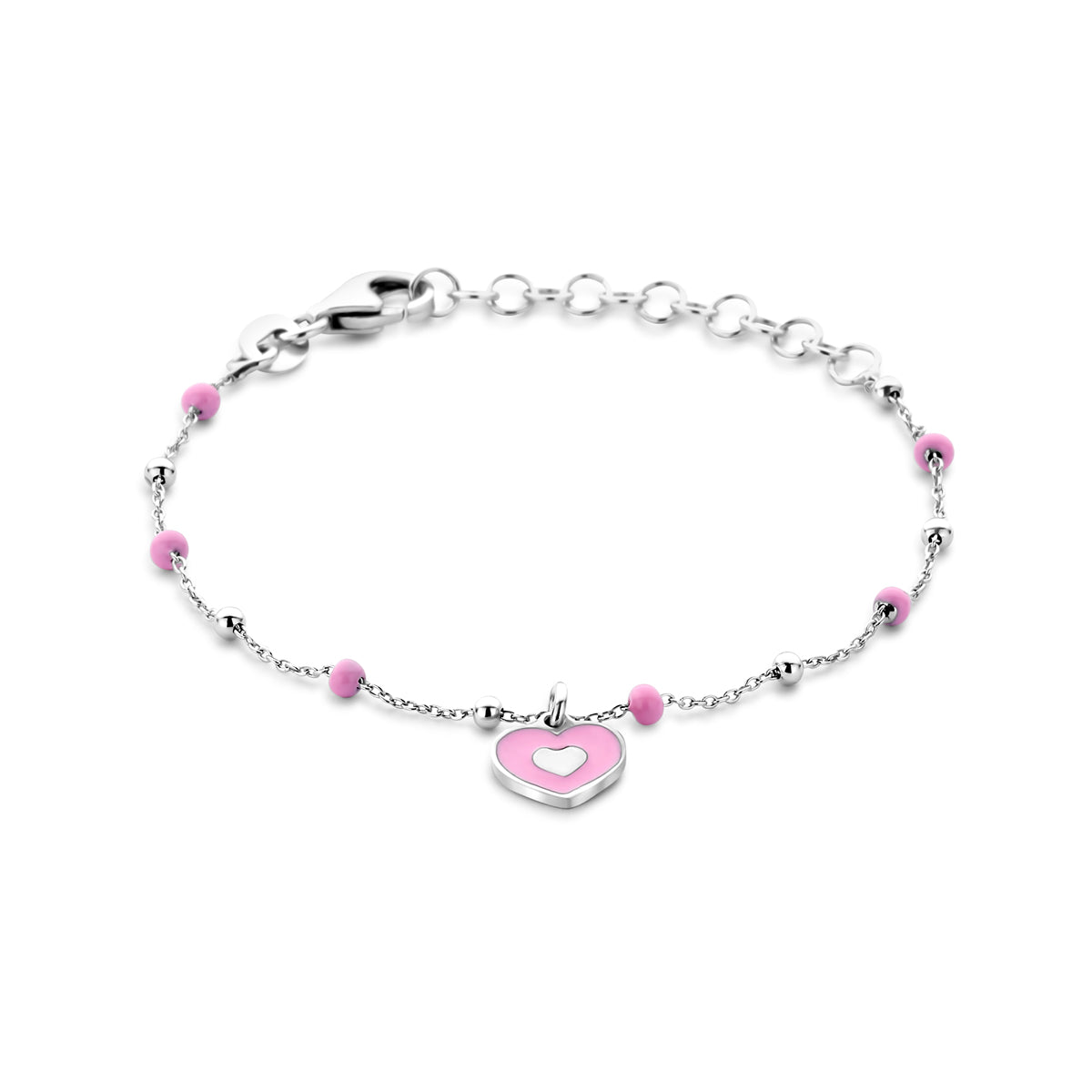 Zilveren bedelarmband kind | hart 13+3cm