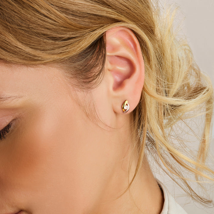 Zilveren vergulden oorknoppen met zirkonia 11,5x6,5mm