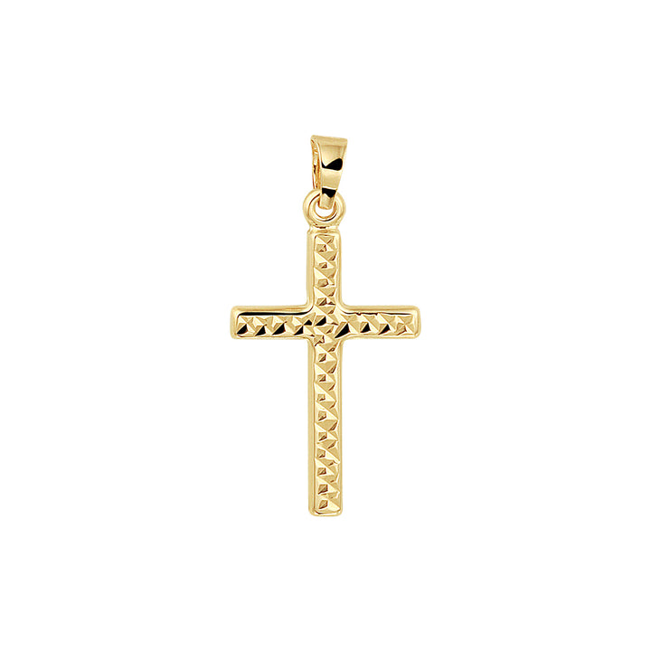 14krt geelgouden hanger kruis gediamanteerd | 13x25mm