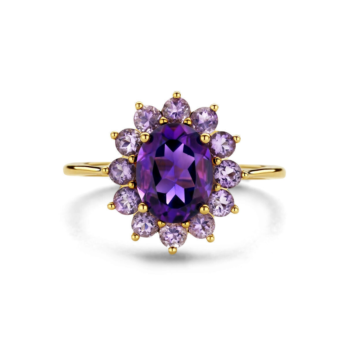 14kt geelgouden ring amethist 15mm