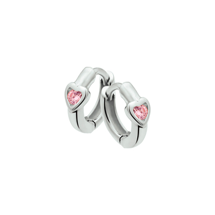 Zilveren klapoorringen met roze zirkonia | 10x3,5mm