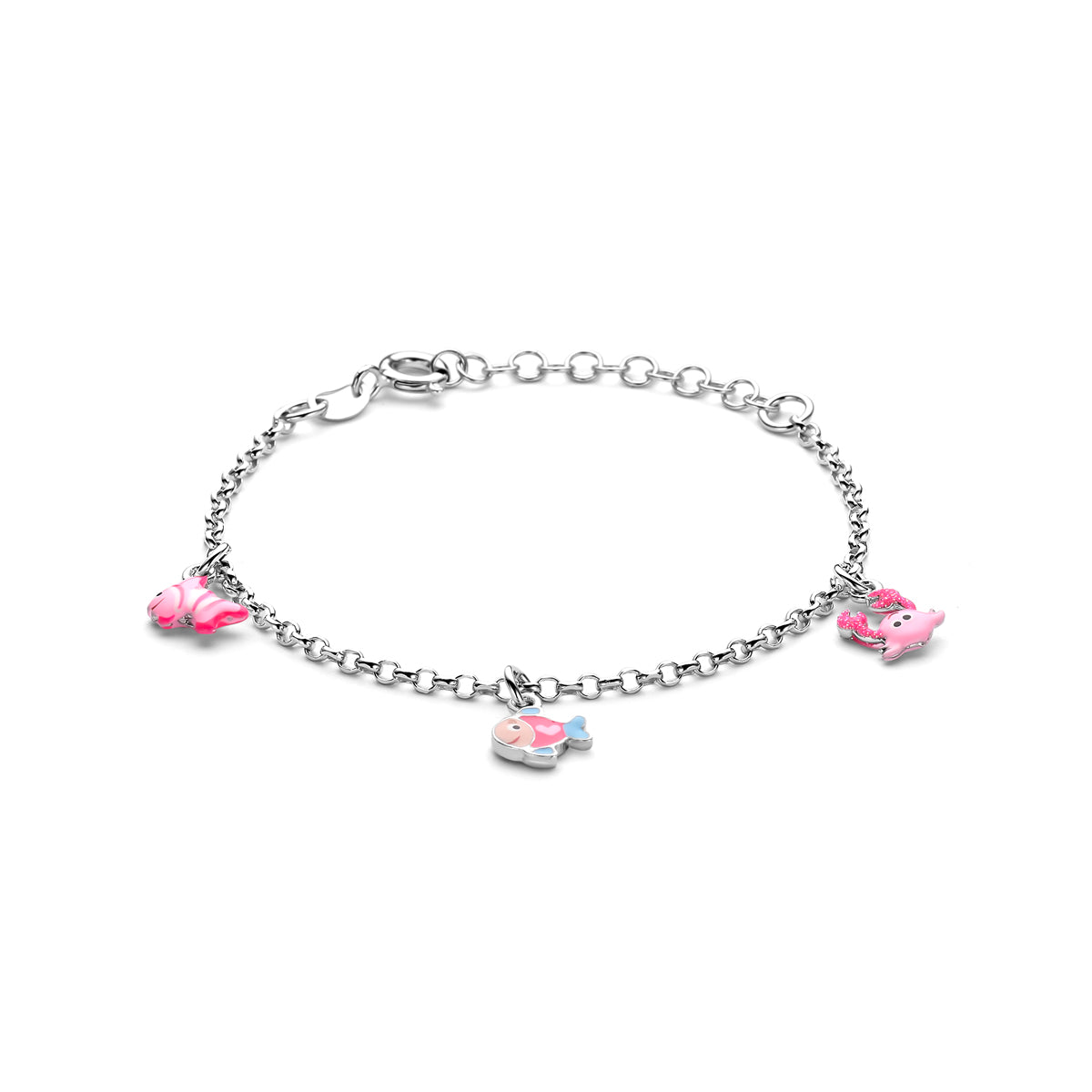 Zilveren bedelarmband emaille zeedieren 2mm | 13-16cm