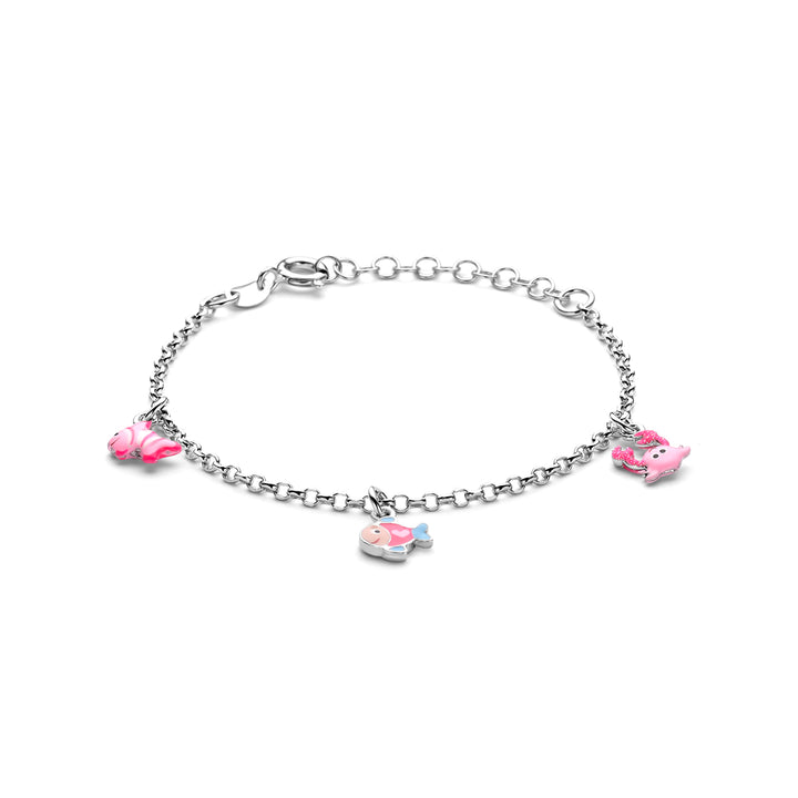 Zilveren bedelarmband emaille zeedieren 2mm | 13-16cm