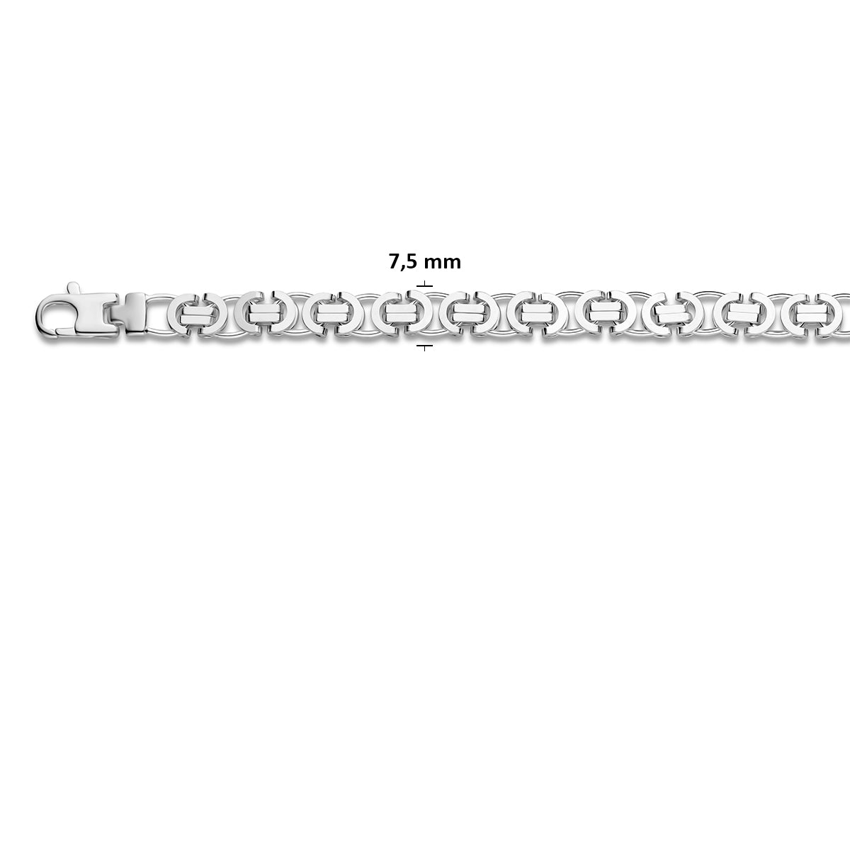 Zilveren lengtecollier - Konings plat 7.5mm
