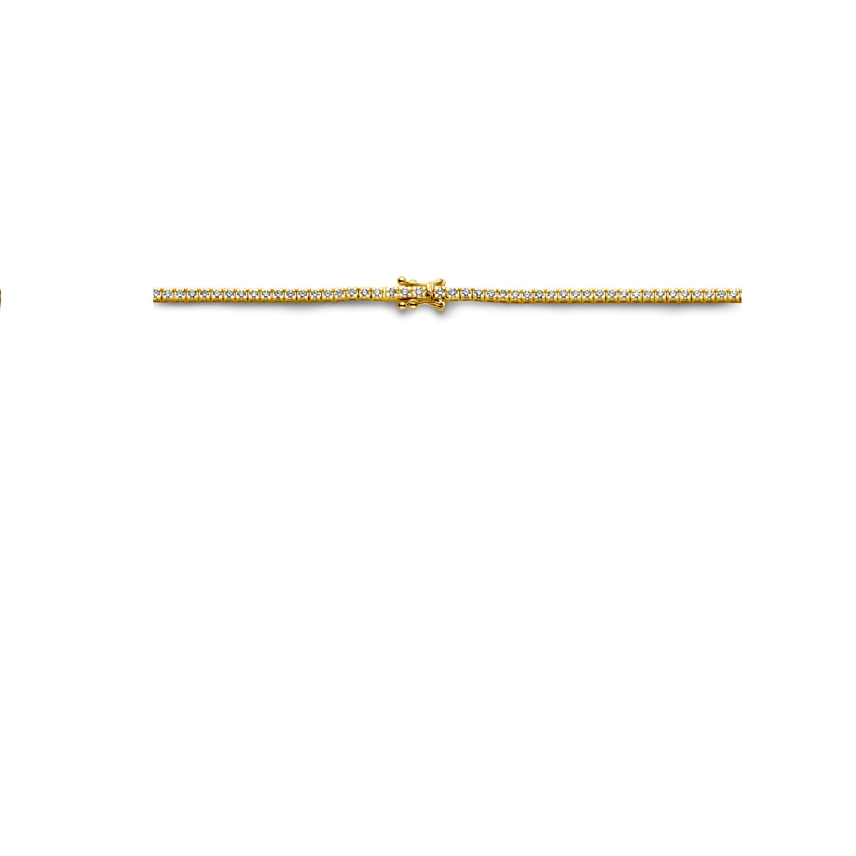 14krt geelgouden tenniscollier met 3.00ct lab grown diamant GSI | 2,2mm | 42cm