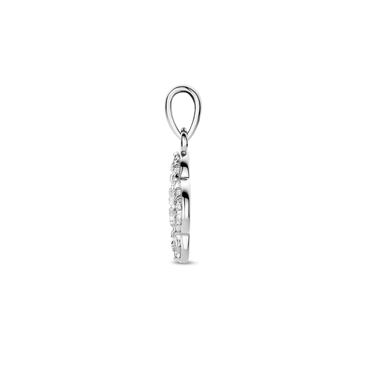 zilveren hanger zirkonia bloem 13x20mm
