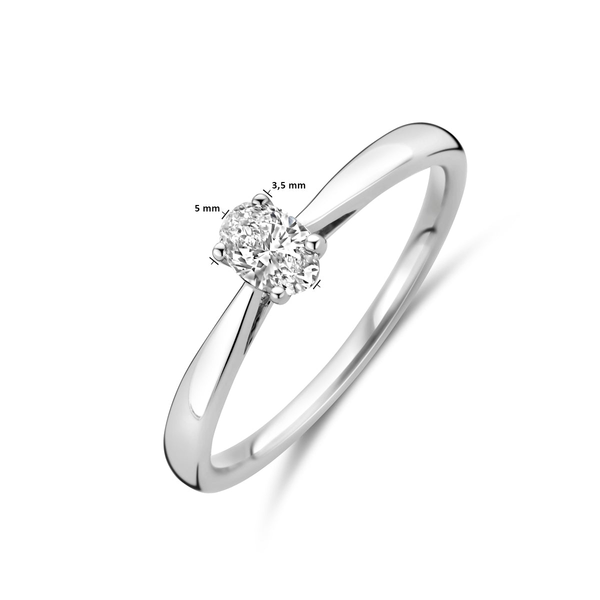 Facette - 14krt witgouden ring met LG diamant 0,25ct GHSI