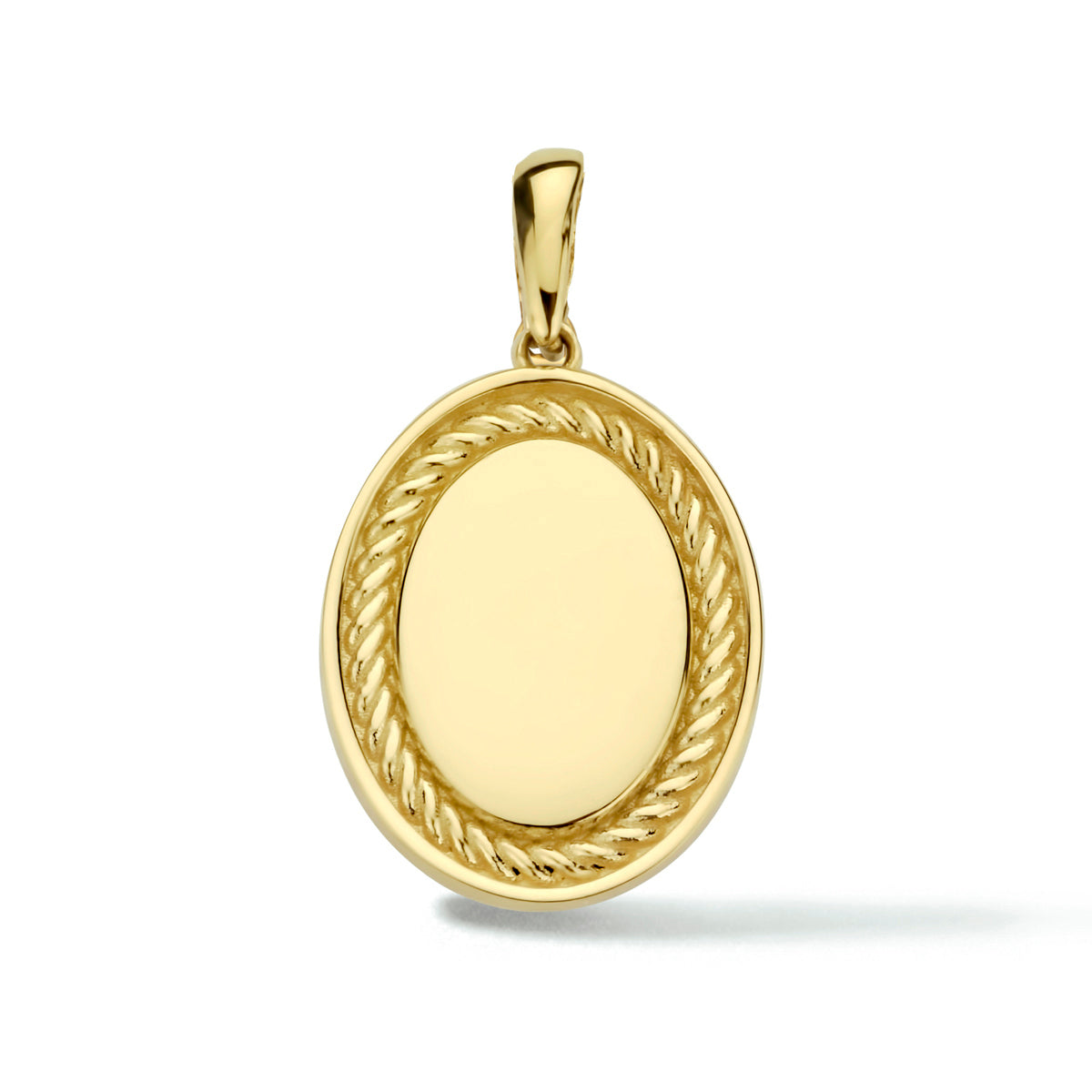 14krt geelgouden graveerhanger ovaal 12,5x21mm