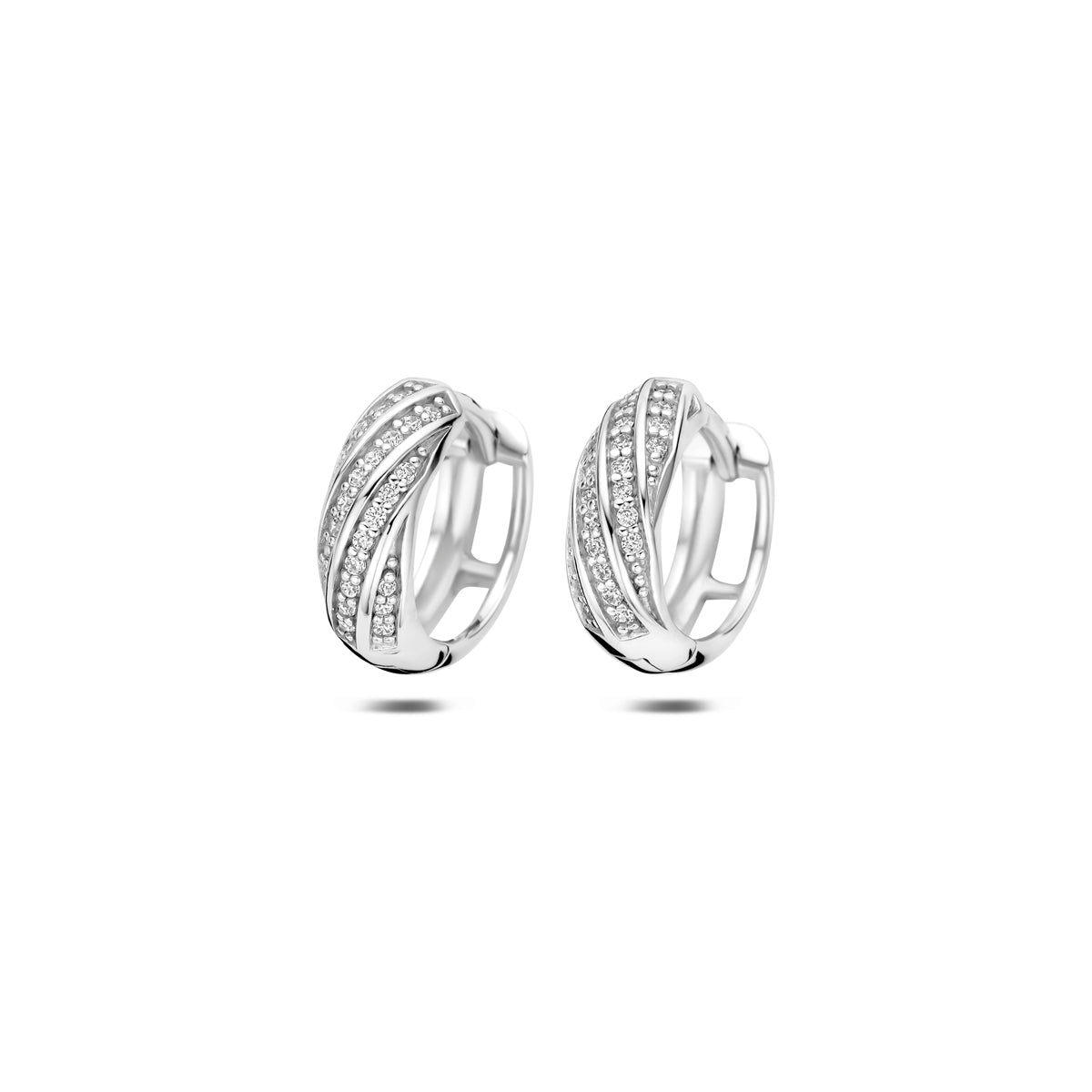 Zilveren klapoorringen zirkonia | 12x4,5mm
