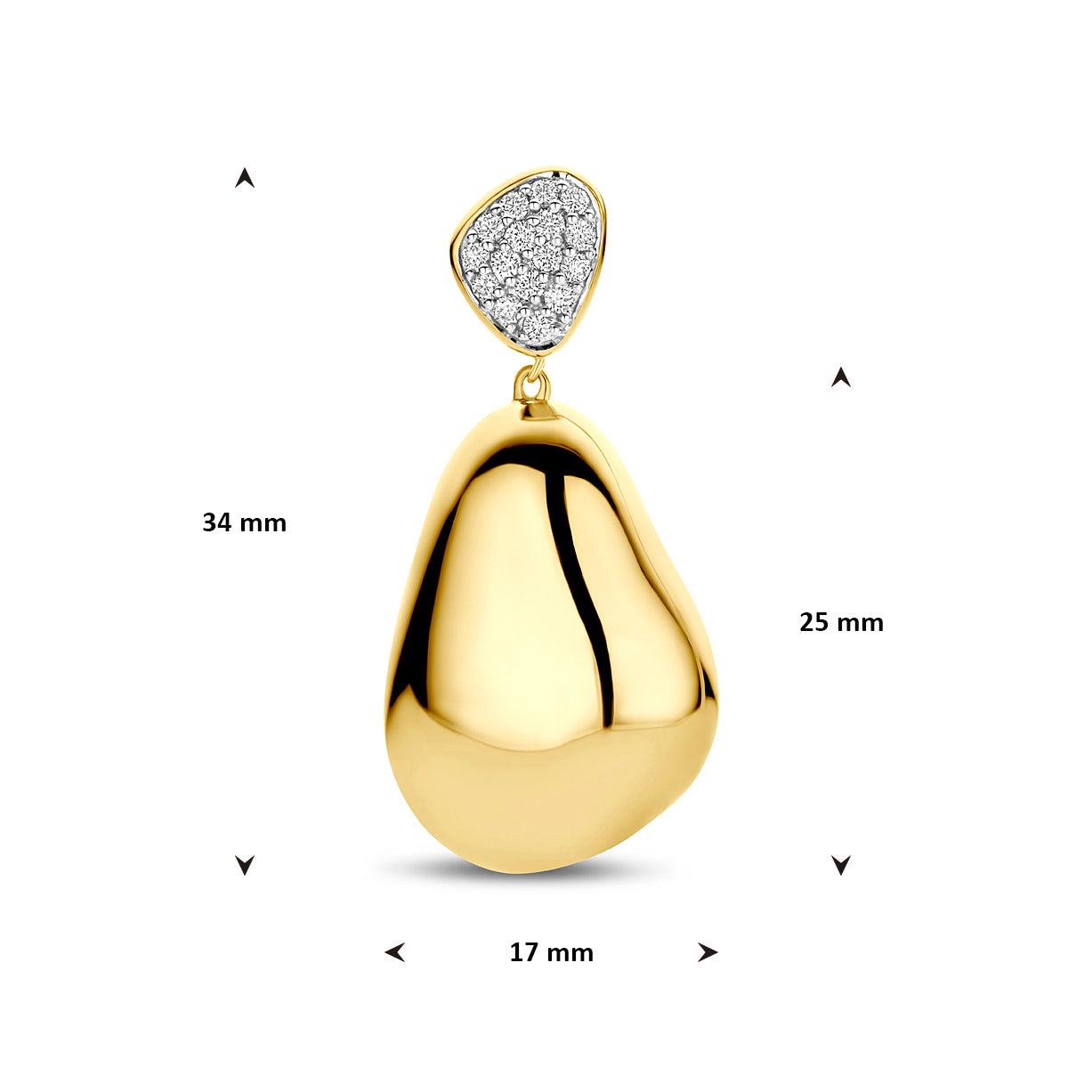 14krt geelgouden hanger met diamant 0.20ct GHSI | 34x17mm
