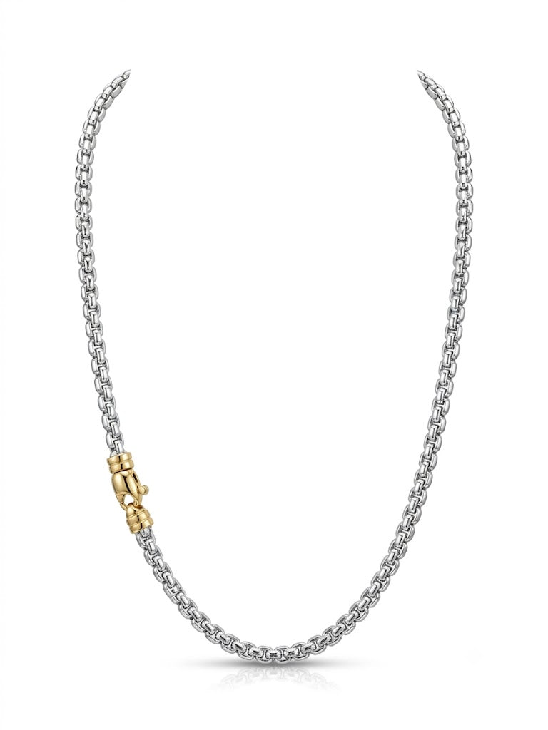 14krt witgouden collier met geelgouden slot 4mm | 45cm