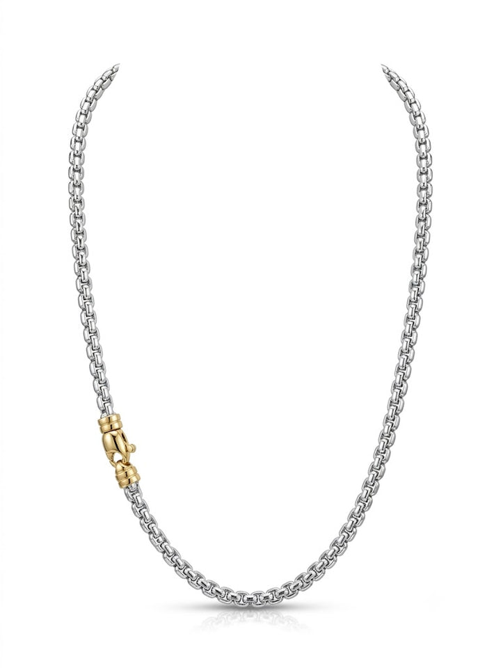 14krt witgouden collier met geelgouden slot 4mm | 45cm