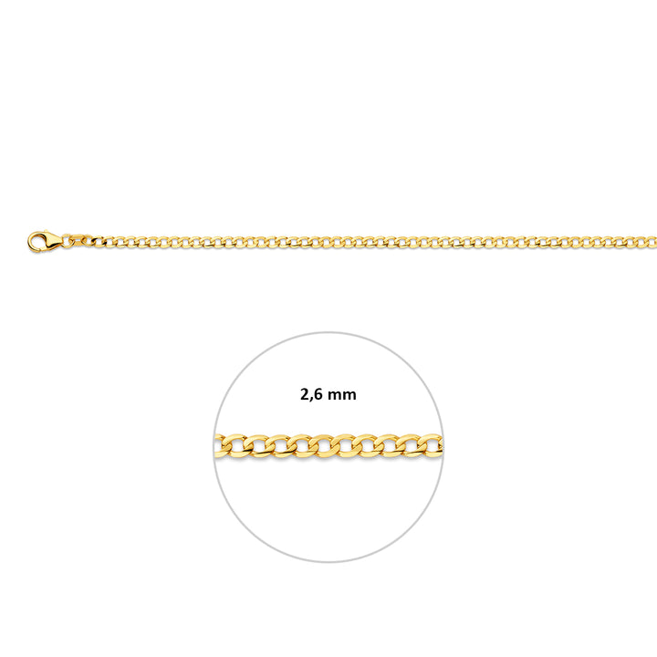14krt geelgouden collier gourmette 6-zijdes geslepen 2,6mm