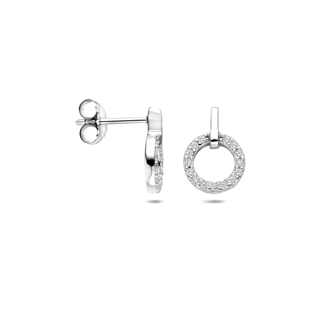 Zilveren oorknoppen zirkonia | 13x9mm