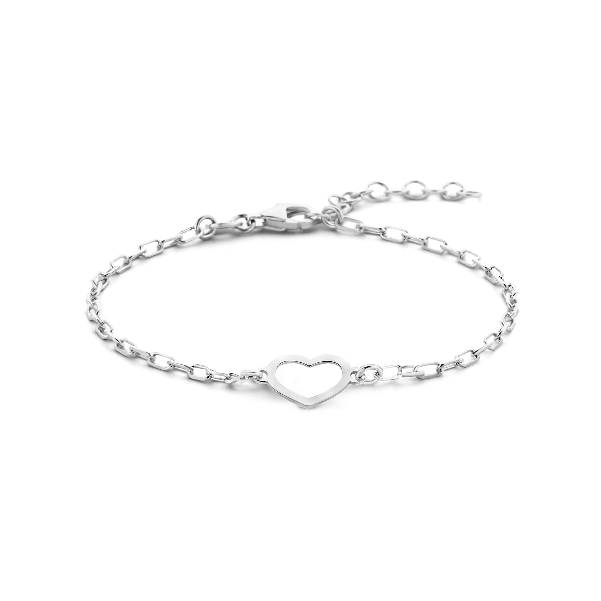 Zilveren armband hart 8mm | 16-19cm