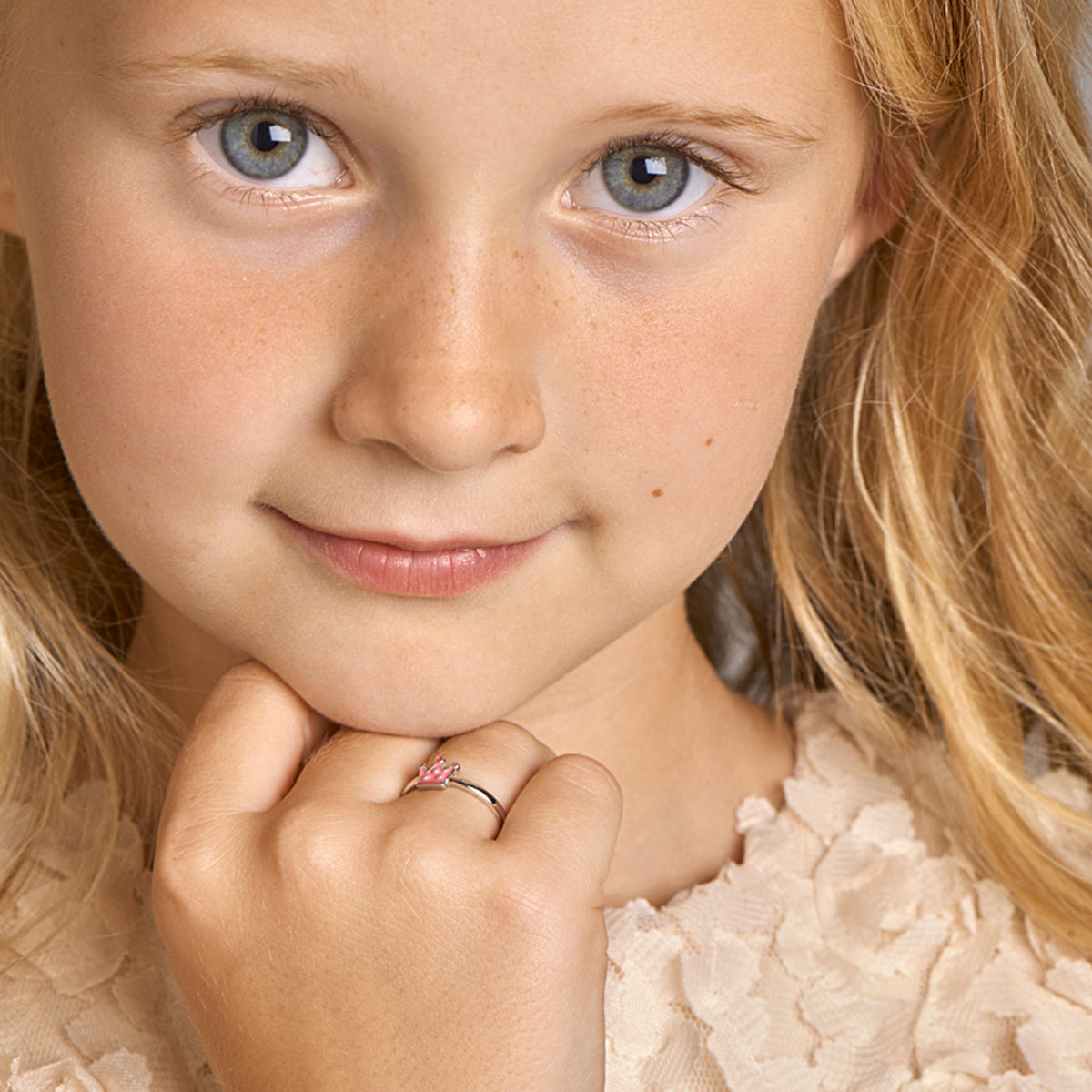 zilveren kinderring kroon emaille | 6mm