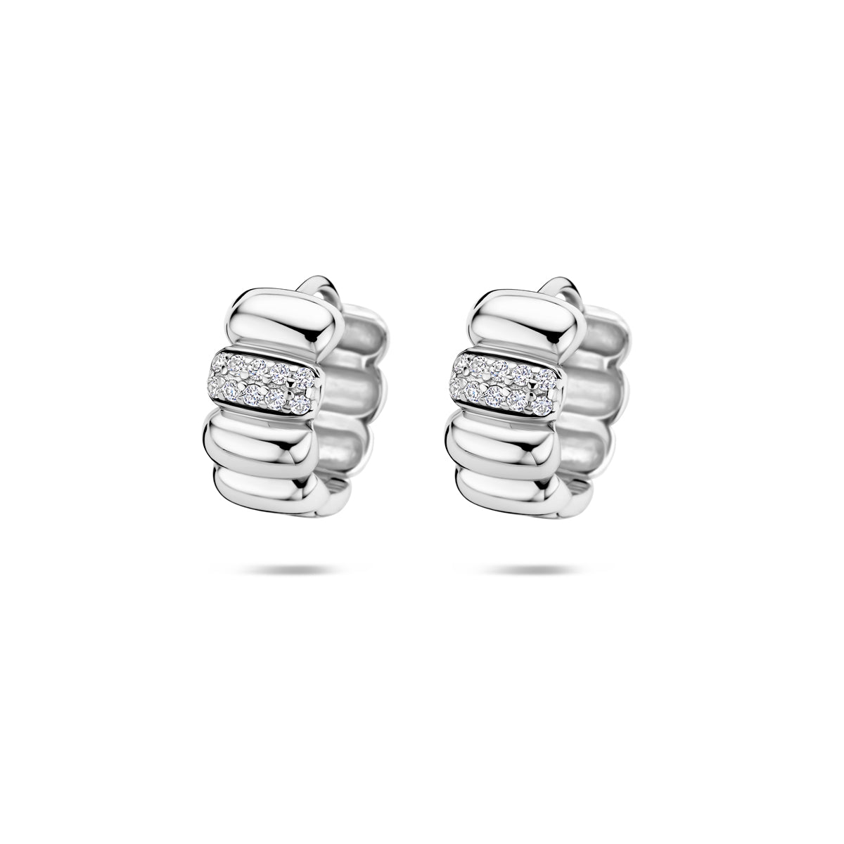 Zilveren klapoorringen zirkonia | 13,5x7mm