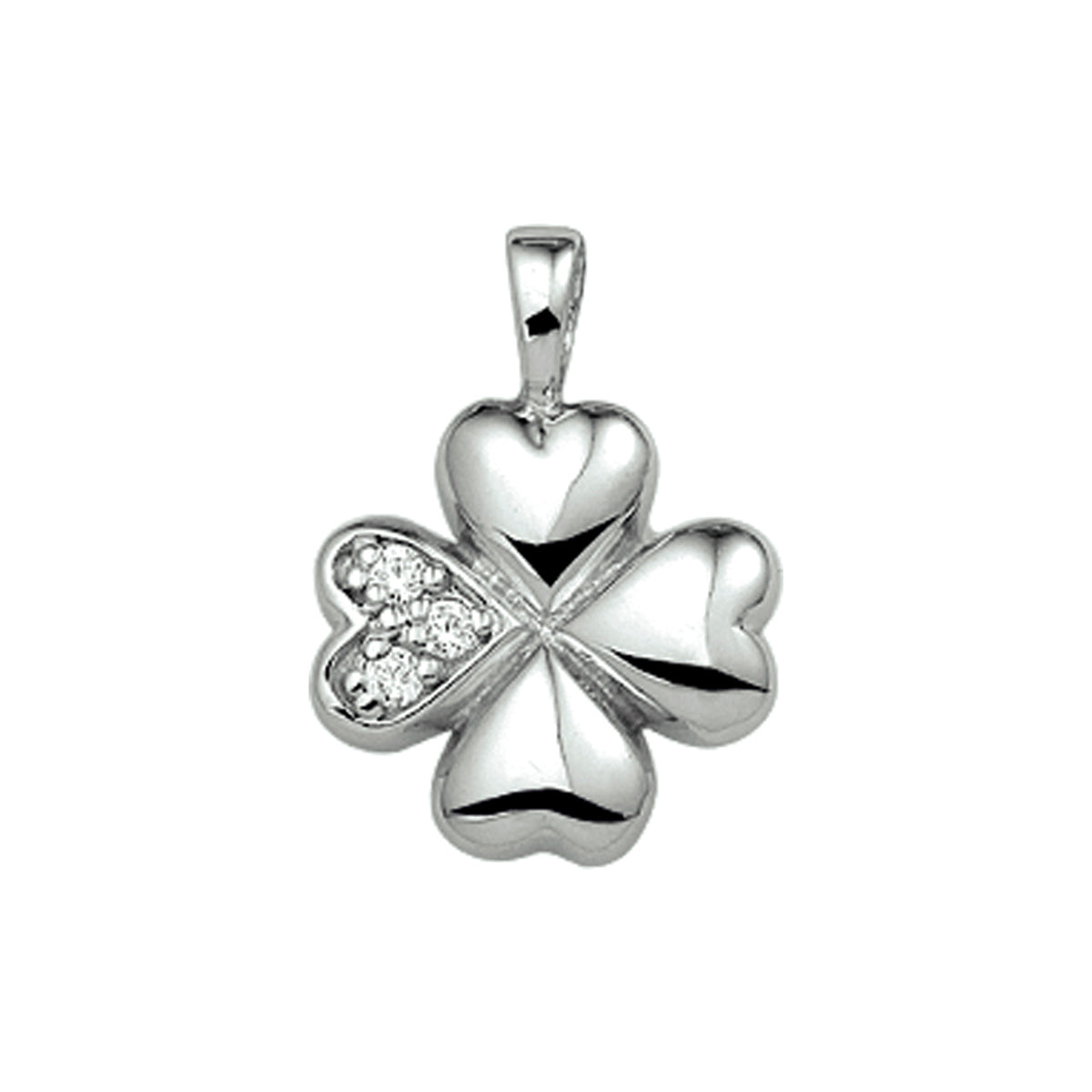Zilveren hanger klavertje zirkonia | 16,5x11mm