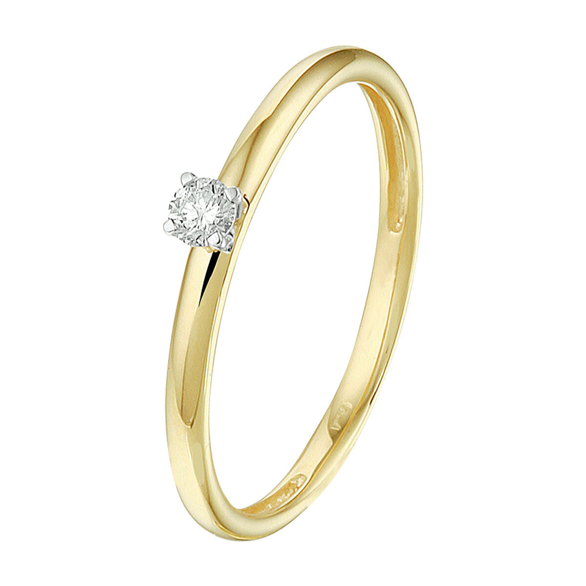 14kt bicolor gouden ring briljant 0.09ct