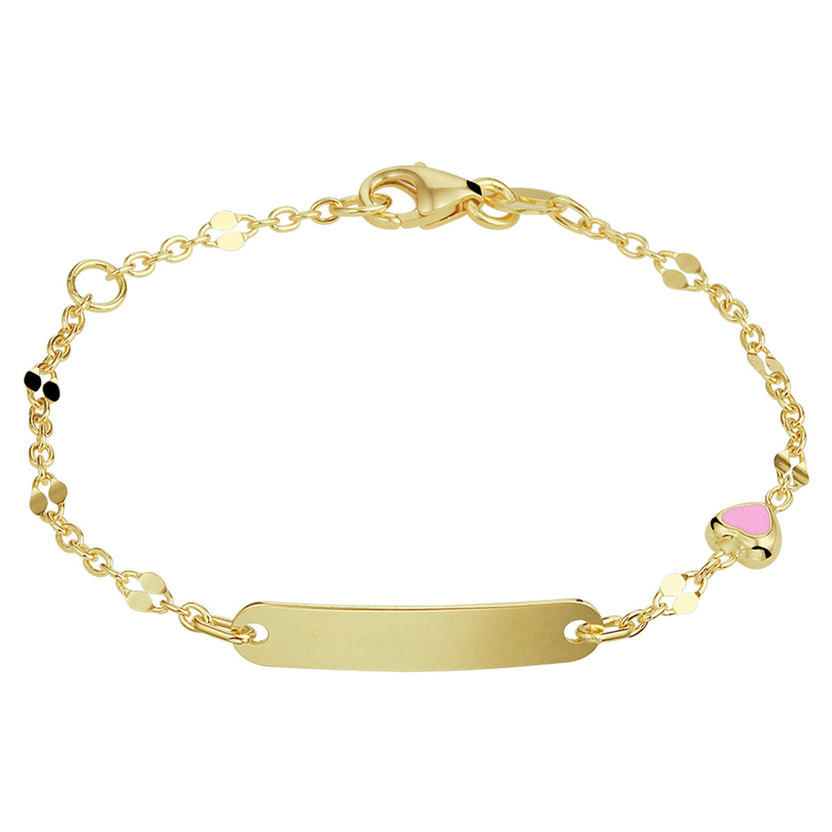 14krt geelgouden graveerarmband hart plaat 4mm | 11-13cm