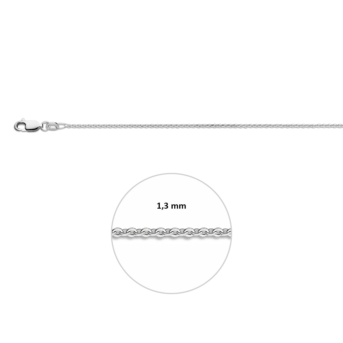 Zilveren lengtecollier - anker rond 1.3mm