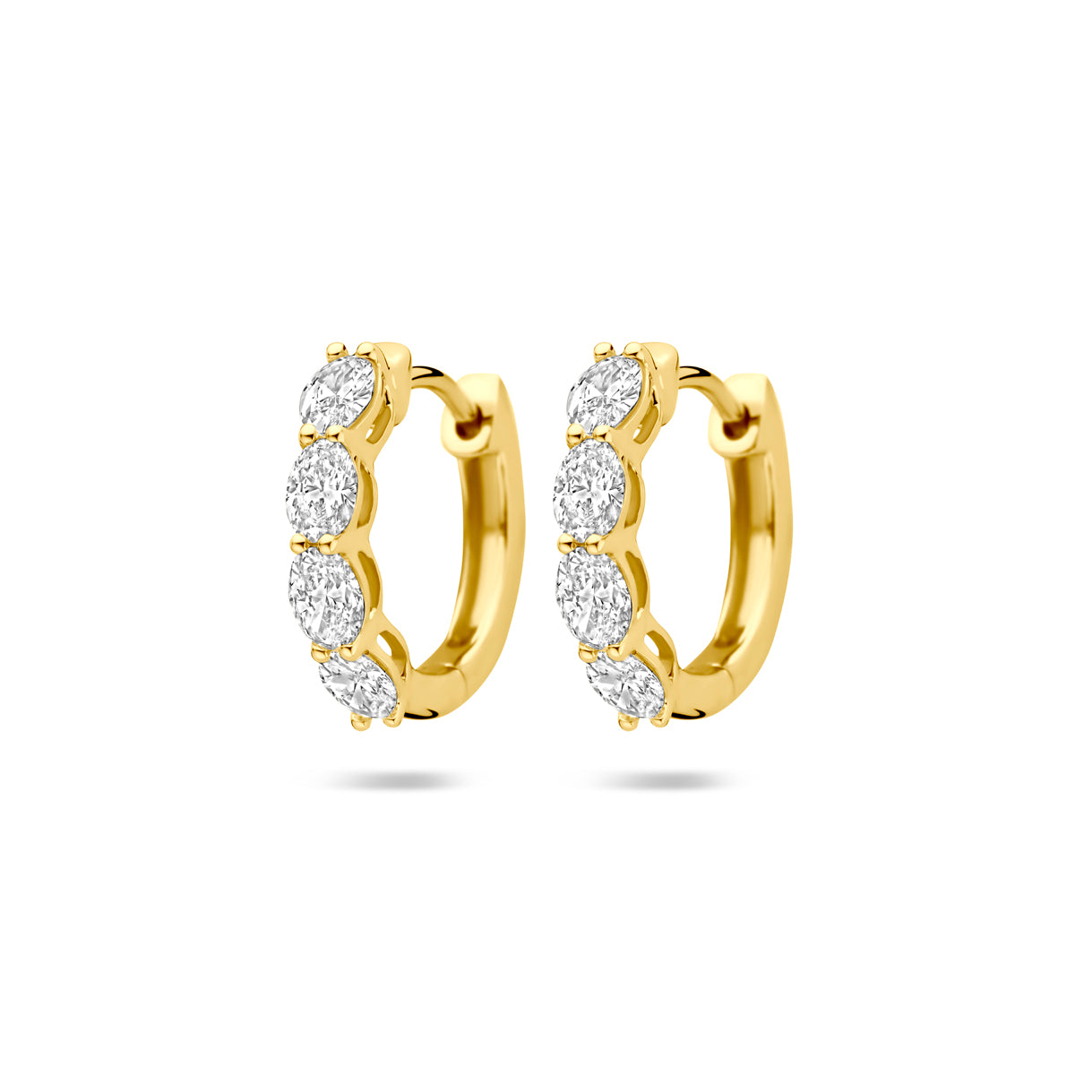 Facette - 14krt geelgouden creolen met LG diamant 0.80ct GHSI | 14,5x3,0mm